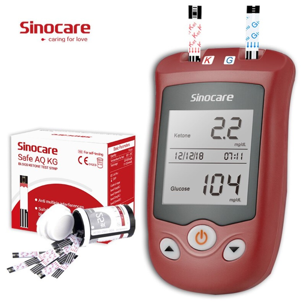 Sinocare Safe AQ KG Blood Glucose & Ketone Meter Kit